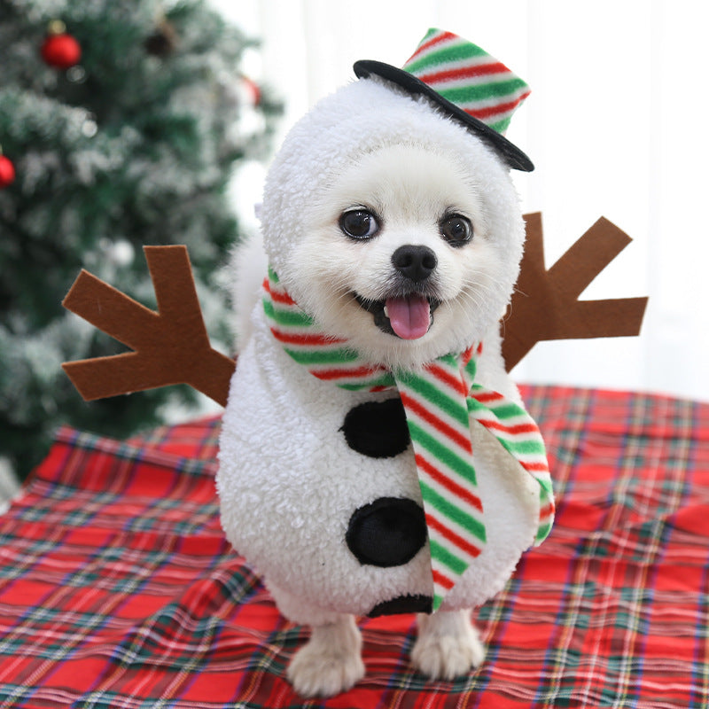 Christmas Pet Cute Dog Snowman Costume