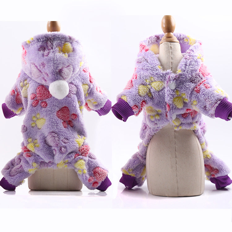 Pet Hoodies Jumpsuit Dogs Flannel Pajamas